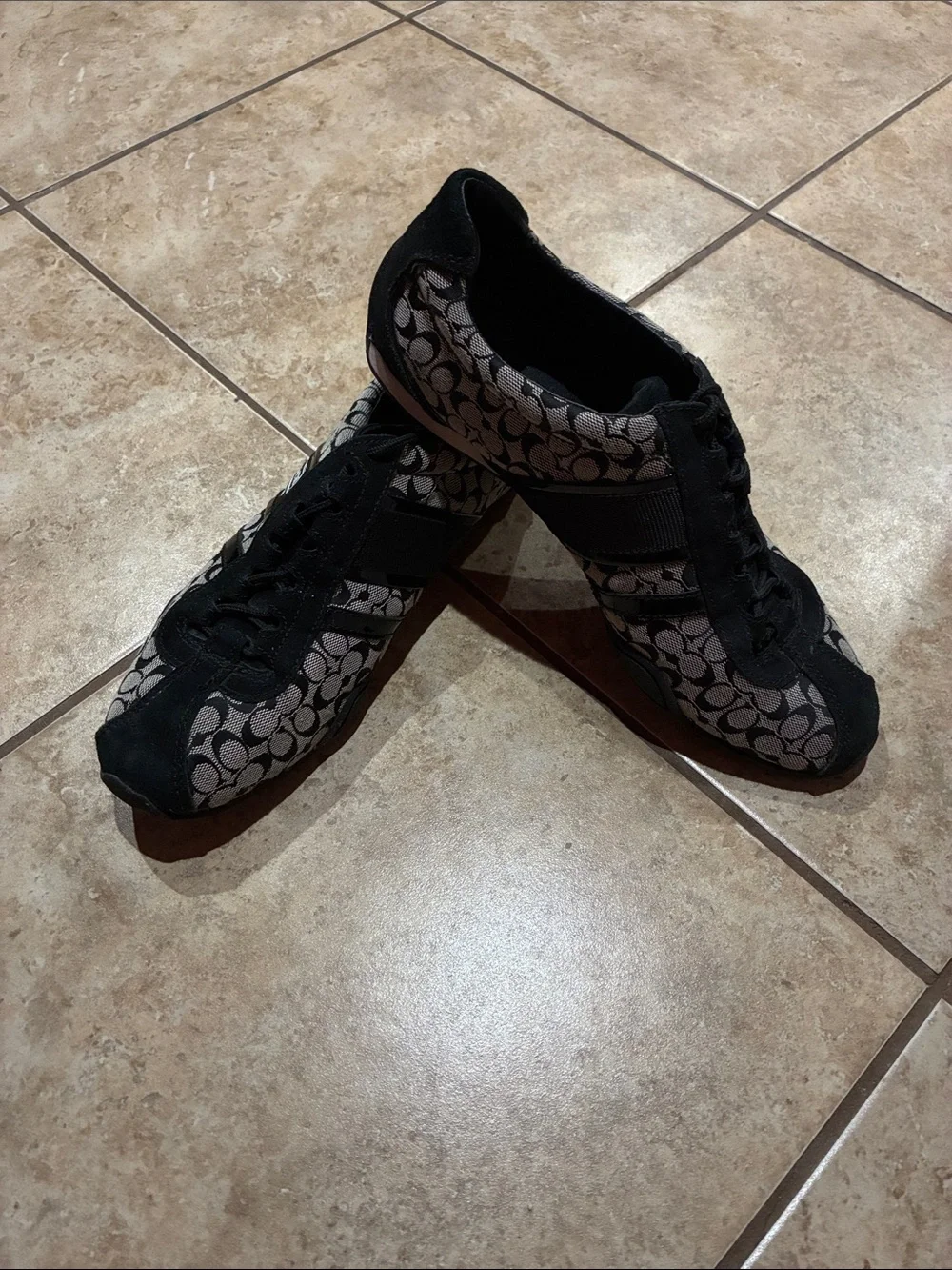 Coach Black and Gray Signature Lace-Up Sneakers